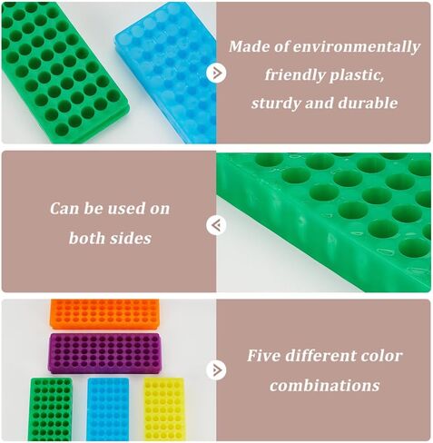 OLYCRAFT 5PCS Polypropylene Microcentrifuge Tube Rack, Double Panel 60-Well Centrifuge Test Tube Holder for Chemistry Laboratory - Assorted Colors in Kuwait