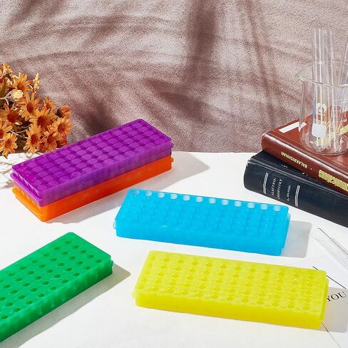 OLYCRAFT 5PCS Polypropylene Microcentrifuge Tube Rack, Double Panel 60-Well Centrifuge Test Tube Holder for Chemistry Laboratory - Assorted Colors in Kuwait