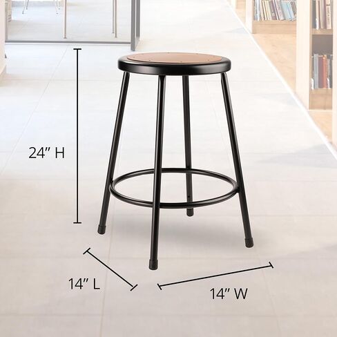 مقعد Pemberly Row مقاس 24 بوصة من المعدن والخشب الحديث عالي التحمل، لمسة نهائية سوداء، مقعد ماسونيت بإطار فولاذي، قاعدة 15 بوصة × 15 بوصة، تصميم متين لغرف الفن، أو مختبرات العلوم، أو الاقتصاد المنزلي، أو الفصول الدراسية في المتجر in Kuwait