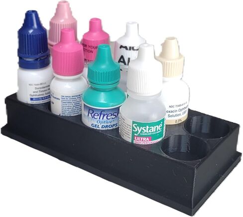 Znet3D Eye Drop Bottles Organizer & Storage – 10-Slot Holder (Black) in Saudi Arabia