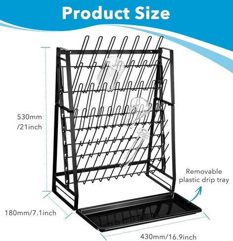 FOUR E'S SCIENTIFIC Lab Drying Rack, Steel Wire Bottle Drying Rack for Lab Glassware Countertop Wall Mounted Detachable Dryer Stand, Holds Up to 83 Pieces in Kuwait