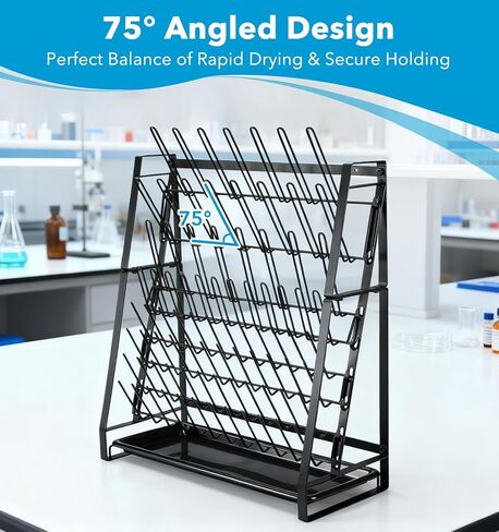 FOUR E'S SCIENTIFIC Lab Drying Rack, Steel Wire Bottle Drying Rack for Lab Glassware Countertop Wall Mounted Detachable Dryer Stand, Holds Up to 83 Pieces in Kuwait