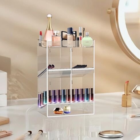 Acrylic Test Tube Rack, Clear Tube Holder Organizer Stand with 9 Compartments, Extra Bottom Storage, and 4 Pull-Out Trays, Wall Mount or Countertop for Lab, Hospital, Office, 16"H x 12"W x 5.5"D in Kuwait