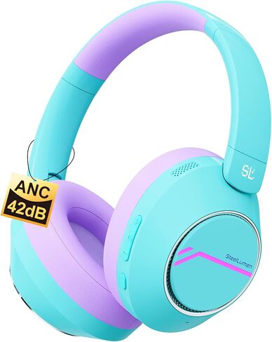 Nova1Pro Kids Wireless Active Noise Cancelling Headphones, Bluetooth 5.4, 40H Playtime, Volume Limited 75/85/94dB, Type-C Fast Charging, Mic, Foldable for School/Travel/Airplane, Blue in Saudi Arabia