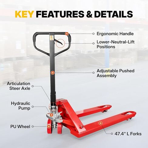 NORTHSKY Standard Manual Pallet Jack, 27" W x 48" L, 5500lbs Capacity for Warehouse, Workshop in Saudi Arabia