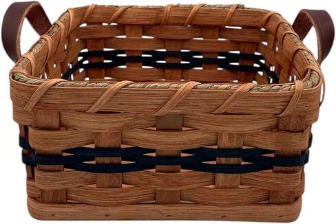 سلة تخزين منديل الأميش مع مقابض جلدية القاع الصلب من سلال الأميش وما وراءها (طبيعي) in Kuwait