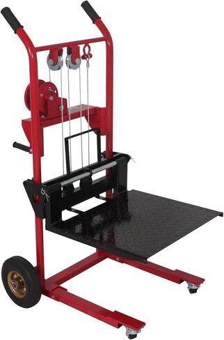 APOLLOLIFT Material Lift Winch Stacker, 440 lbs Capacity 35.4" Lifting Height, Manual Stacker Pallet Jack Truck Dolly with Swivel Casters and Lift Plate in Saudi Arabia