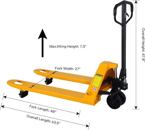 APOLLOLIFT Pallet Jack، سعة 5500 رطل لشاحنة البليت، شاحنات البليت اليدوية القياسية، شاحنات البليت 48 بوصة Lx27 W حجم الشوكة للمستودع، المصنع in Kuwait