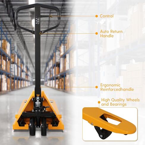 APOLLOLIFT Pallet Jack، سعة 5500 رطل لشاحنة البليت، شاحنات البليت اليدوية القياسية، شاحنات البليت 48 بوصة Lx27 W حجم الشوكة للمستودع، المصنع in Kuwait