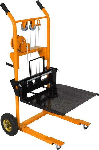 APOLLOLIFT Material Lift Winch Stacker, 440 lbs Capacity 35.4" Lifting Height, Manual Stacker Pallet Jack Truck Dolly with Swivel Casters and Lift Plate in Saudi Arabia