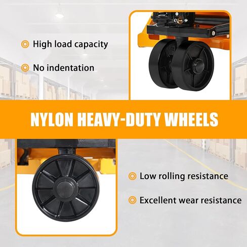 شاحنة رافعة البليت APOLLOLIFT، سعة 5500 رطل، 27 بوصة عرض × 48 بوصة طول، شوكة يدوية قياسية لشاحنة البليت لعجلات المستودعات من النايلون in Kuwait