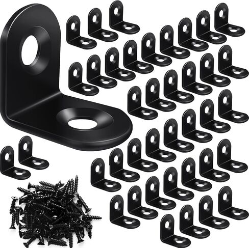 20PCS L Bracket Corner Brace Sets, Stainless Steel L Brackets for Wood Shelves, 90 Degree Right Angle Bracket with 80 Screws, Metal Corner Brackets for Furniture Cabinet Drawer Chair (1.57x1.57 in) in Kuwait