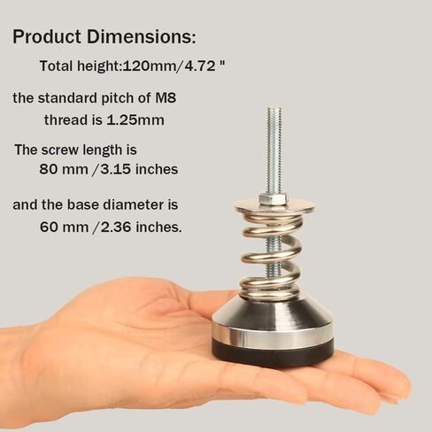 Split Type Heavy-Duty Spring Isolator, Floor Standing Isolator Base, Diameter 1.97" Dia Base,Leveling Screw Leg M8 Thread, 1350 Lb Capacity (D60-M8-H80,4Pcs) in Saudi Arabia