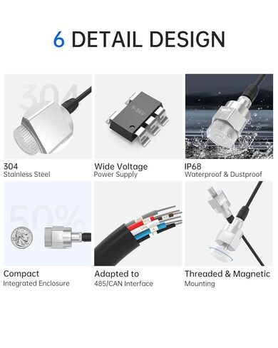 WITMOTION WTVB05 IPX8 Waterproof Vibration Sensor Transducer, Modbus RTU 3-axis (XYZ) Vibration Displacement(30000um)+Speed(100mm/s)+Frequency(2000HZ), for Structural Health Monitoring in Saudi Arabia