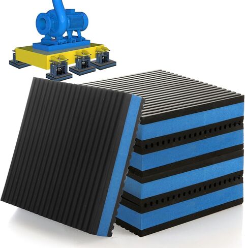 Acrux7 6 Pack Anti Vibration Pads, 4" x 4" x 7/8" Heavy Duty Ribbed Rubber Anti Vibration Isolation Pads with EVA Center Layer for Air Compressor, Air Conditioner Unit, HVAC, Treadmill in Saudi Arabia