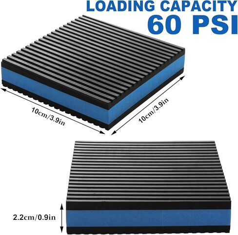 Acrux7 6 Pack Anti Vibration Pads, 4" x 4" x 7/8" Heavy Duty Ribbed Rubber Anti Vibration Isolation Pads with EVA Center Layer for Air Compressor, Air Conditioner Unit, HVAC, Treadmill in Saudi Arabia