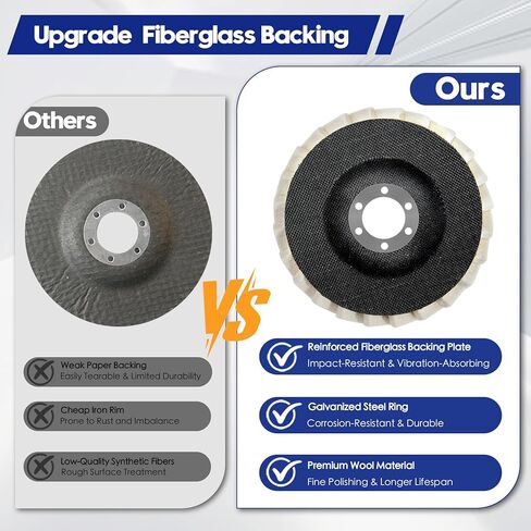 مجموعة 11 قطعة من أقراص تلميع اللباد الصوفي ومركبات التلميع، عجلة تلميع سميكة لتلميع الأربور مقاس 4-1/2 بوصة × 7/8 بوصة لطاحونة الزوايا، قرص رفرف من اللباد الصوفي مع دعم من الألياف الزجاجية لإنهاء المرآة in Kuwait