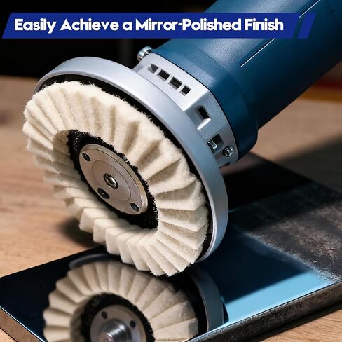 مجموعة 11 قطعة من أقراص تلميع اللباد الصوفي ومركبات التلميع، عجلة تلميع سميكة لتلميع الأربور مقاس 4-1/2 بوصة × 7/8 بوصة لطاحونة الزوايا، قرص رفرف من اللباد الصوفي مع دعم من الألياف الزجاجية لإنهاء المرآة in Kuwait