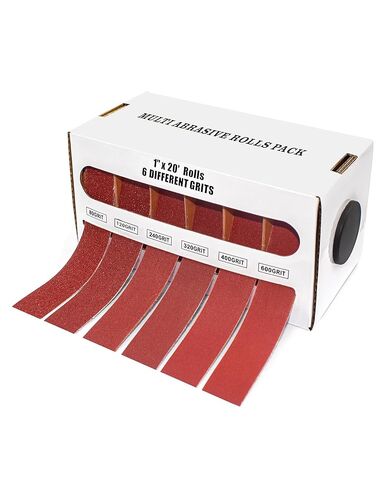 لفة قماش صنفرة، 6 حبيبات، 1 بوصة × 19.7 قدم (6 متر) لفة ورق صنفرة 80 120 240 320 400 600، قماش صنفرة للمعادن والخشب والسيارات والأثاث، قماش كاشط رطب/جاف مع موزع in Kuwait