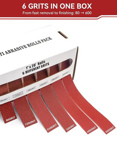 لفة قماش صنفرة، 6 حبيبات، 1 بوصة × 19.7 قدم (6 متر) لفة ورق صنفرة 80 120 240 320 400 600، قماش صنفرة للمعادن والخشب والسيارات والأثاث، قماش كاشط رطب/جاف مع موزع in Kuwait