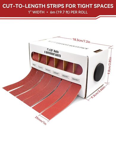 لفة قماش صنفرة، 6 حبيبات، 1 بوصة × 19.7 قدم (6 متر) لفة ورق صنفرة 80 120 240 320 400 600، قماش صنفرة للمعادن والخشب والسيارات والأثاث، قماش كاشط رطب/جاف مع موزع in Kuwait