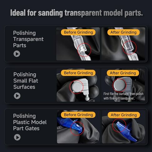 stedi Hobby Model Polishing Tools 2 PCS, Precision Glass Polishing Files #600-800 Grits, Anti-Slip Comfortable Grip for Gundam, Scale Military Model, 3D Resin Parts (Upgrade 2PCS - A) in Saudi Arabia