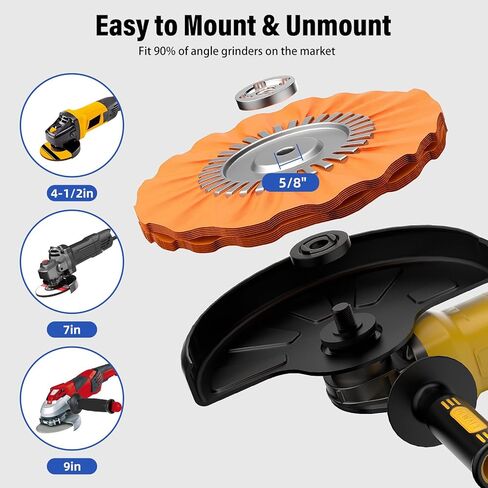 عجلات تلميع مجرى الهواء مقاس 8 بوصات من BURMONG لمطحنة زاوية 4.5 بوصة، وعجلة تلميع عازلة 9 قطع للسيارة، ووسادة عجلة تلميع معدنية من الألومنيوم ومجموعة مركبة لإنهاء المرآة (فتحة أربور 5/8 بوصة) in Kuwait