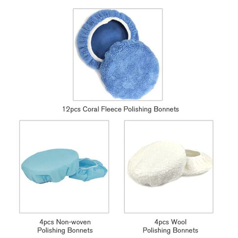 Multi-Material Buffing Waxing Bonnet Set - Microfiber Wool Non-Woven Pads Covers for Car Polishing and Buffering in Kuwait
