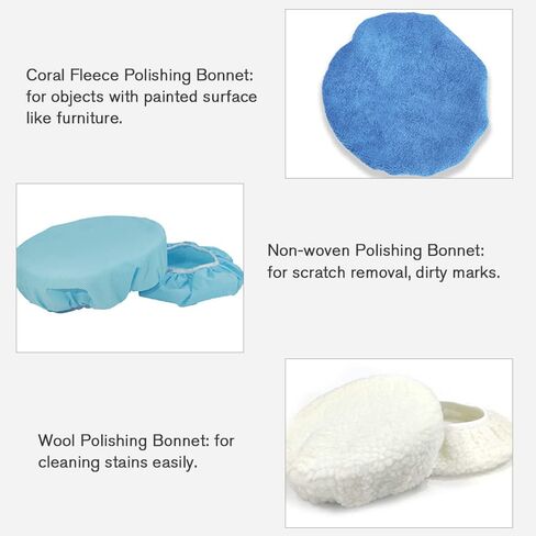 Multi-Material Buffing Waxing Bonnet Set - Microfiber Wool Non-Woven Pads Covers for Car Polishing and Buffering in Kuwait