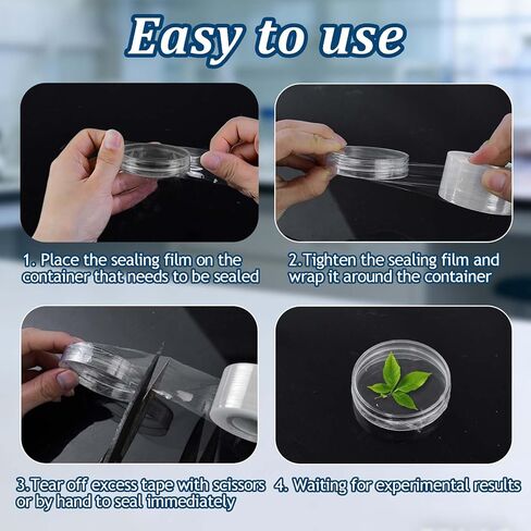 3 لفات من فيلم طبق بيتري الشفاف، 984 قدم × 1.2 بوصة، فيلم ختم مختبر مقاوم للرطوبة لجميع الأغراض، أفلام بولي بلاستيكية قابلة للتمدد، غلاف ذاتي الختم لطبق بيتري وتطعيم حضانة النباتات in Kuwait