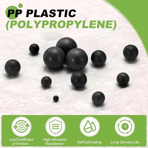 uxcell 10pcs PP Plastic Bearing Balls, 3/4"(19.05mm) Solid Plastic Balls G2 Precision Polypropylene Mini Ball, Black in Kuwait