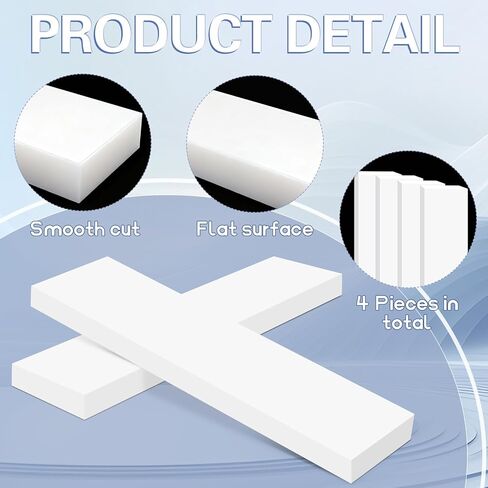 4 عبوات من مكعبات بلاستيكية HDPE مقاس 30.48 سم × 7.62 سم ​​× 2.54 سم، مكعبات صلبة من البولي إيثيلين للتصنيع والهندسة والنماذج الأولية وتحسين الأرضيات المنزلية والمشروعات اليدوية (أبيض) in Kuwait