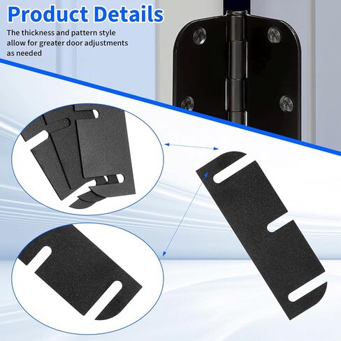 Hecila 10PCS Door Hinge Shims for Door Hinge Repair Rounded Black Doors Hinges Matte 3.5 Inch Hinges Spacers Filling Gaps in Interior Doors Flat Iron Bifold Residential Interior Exterior Closets in Saudi Arabia