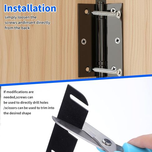 Hecila 10PCS Door Hinge Shims for Door Hinge Repair Rounded Black Doors Hinges Matte 3.5 Inch Hinges Spacers Filling Gaps in Interior Doors Flat Iron Bifold Residential Interior Exterior Closets in Saudi Arabia