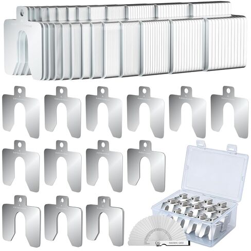 156 Pcs Size C 4" x 4" Stainless Steel Slotted Shims Kit, Metal Shim Stock for Leveling, Precision Shims Assortment with Feeler Gauge and Storage Box, Shim Kit for Furniture, Machinist, Motor Shop in Kuwait