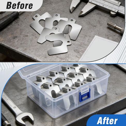 156 Pcs Size C 4" x 4" Stainless Steel Slotted Shims Kit, Metal Shim Stock for Leveling, Precision Shims Assortment with Feeler Gauge and Storage Box, Shim Kit for Furniture, Machinist, Motor Shop in Kuwait