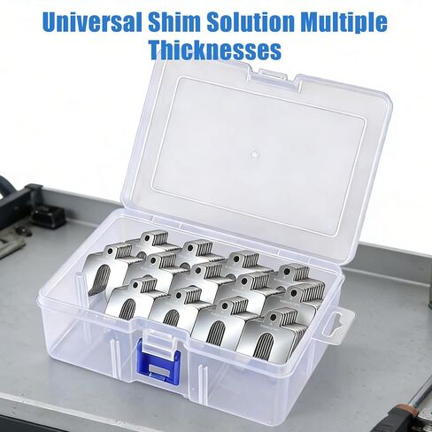 156 Pcs Size C 4" x 4" Stainless Steel Slotted Shims Kit, Metal Shim Stock for Leveling, Precision Shims Assortment with Feeler Gauge and Storage Box, Shim Kit for Furniture, Machinist, Motor Shop in Kuwait