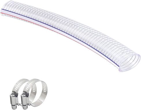 QuQuyi 1-1/4" ID x 1-1/2" OD خرطوم شفط PVC عالي التحمل، أنابيب مرنة معززة بطول 1.3FT مع أسلاك فولاذية مدمجة، أنبوب سميك من الفينيل لنقل زيت مضخة المياه للاستخدام الصناعي in Kuwait