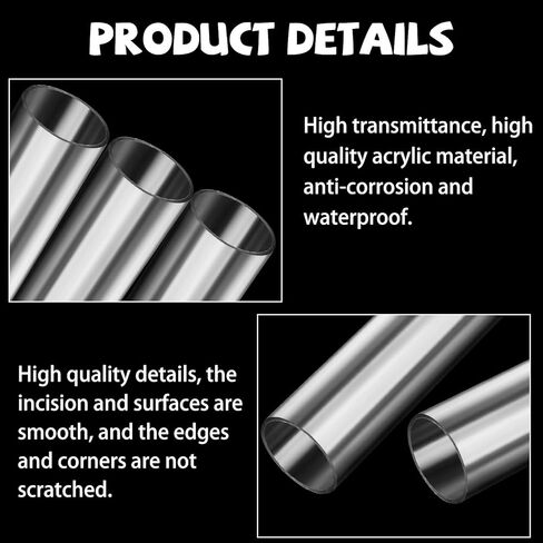 LANIAKEA 6PCS Clear Polycarbonate Tube, 2" (50mm) Diameter Round DIY Plastic Tubing, 12"(305mm) Length Rigid Storage Tube,5/64" (2mm) Wall in Saudi Arabia