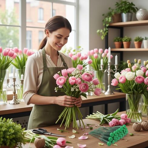 30 قطعة من أنابيب المياه الزهرية للزهور، أنابيب مياه الزهور الخضراء، قوارير جذعية للزهور مقاس 5.71 بوصة مع أغطية أنبوب زهور بلاستيكي لترتيبات الزهور الطازجة ومستلزمات بائعي الزهور in Kuwait