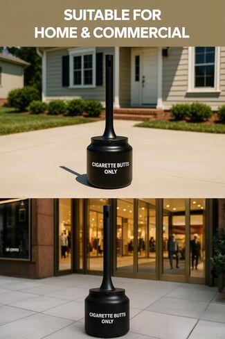 Aluminum 5 Gallon Cigarette Butt Disposal Outdoor, Durable Smoker’s Outpost Site Saver Cigarette Receptacle, Large All Weather Outdoor Ashtray 40" H x 12" Diameter, Black in Saudi Arabia