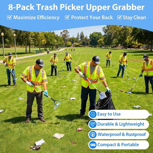 8 Pack 32 Inch Grabber Reacher Tool, Heavy Duty Lightweight Trash Picker Upper Grabber for Elderly Assist, Easy-Grip Non-Slip Handle, Multi-Use Home Outdoor Community Cleanup Mobility Aid Tool in Kuwait