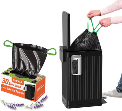 بطانات صناديق فضلات الكلاب من بابزل، أكياس قمامة سعة 3.2 جالون يمكن إعادة تعبئتها بأربطة لعلبة قمامة فضلات الكلاب من بابزل، شديدة التحمل، أكياس بديلة مانعة للتسرب، برائحة اللافندر، 30 قطعة in Kuwait