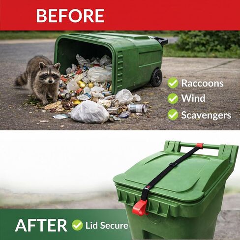 Trash Can Lock for Animals Raccoon Proof Garbage Can Lock, Keeps Raccoons & Animals Out of Trash Bins, Heavy Duty Outdoor Lid Lock System in Saudi Arabia