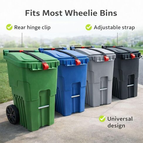 Trash Can Lock for Animals Raccoon Proof Garbage Can Lock, Keeps Raccoons & Animals Out of Trash Bins, Heavy Duty Outdoor Lid Lock System in Saudi Arabia