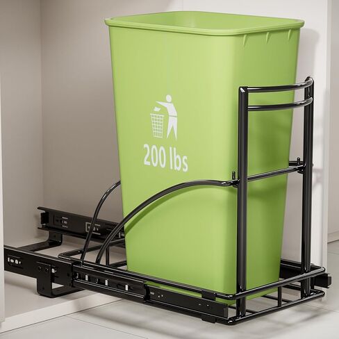 Under Sink Trash Can Pull Out, Reinforced Heavy Duty Steel Frame Slider, No Can/Fits 7-13 Gal 50Qt Garbage Bin/Quiet Close Slides, Pull Out Trash Can Under Counter for Minimum Cabinet 13"Wx19"Dx17"H in Saudi Arabia
