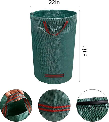 TJE Reusable Leaf Collector Bags, Heavy-Duty 52 Gallon Collapsible Yard Waste Bag, Waterproof Freestanding Design for Leaves, Grass, Garden Debris & Camping Storage, Green in Saudi Arabia