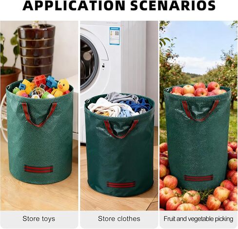 TJE Reusable Leaf Collector Bags, Heavy-Duty 52 Gallon Collapsible Yard Waste Bag, Waterproof Freestanding Design for Leaves, Grass, Garden Debris & Camping Storage, Green in Saudi Arabia