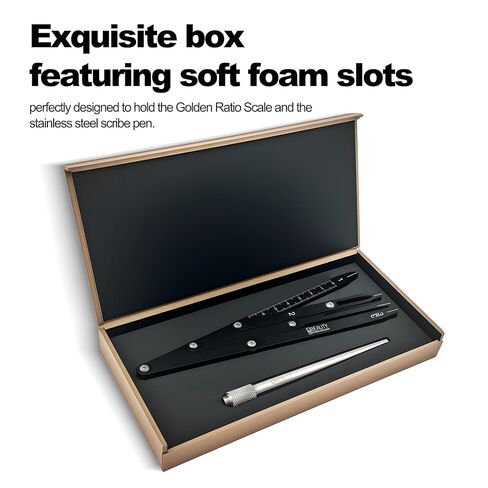 Eyebrow Ruler Brow Compass Golden Ratio Stencil Flexible Arms Microblading Tattoo Eyebrow Positioning Measurement Calipers Foldable Makeup Symmetrical Tool with Stainless Steel Microblading Pen Set in Saudi Arabia