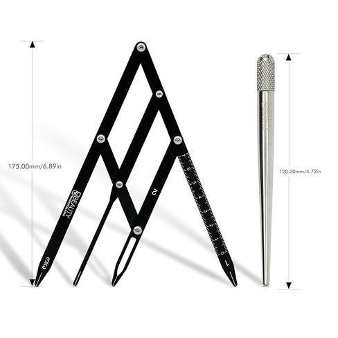 Eyebrow Ruler Brow Compass Golden Ratio Stencil Flexible Arms Microblading Tattoo Eyebrow Positioning Measurement Calipers Foldable Makeup Symmetrical Tool with Stainless Steel Microblading Pen Set in Saudi Arabia